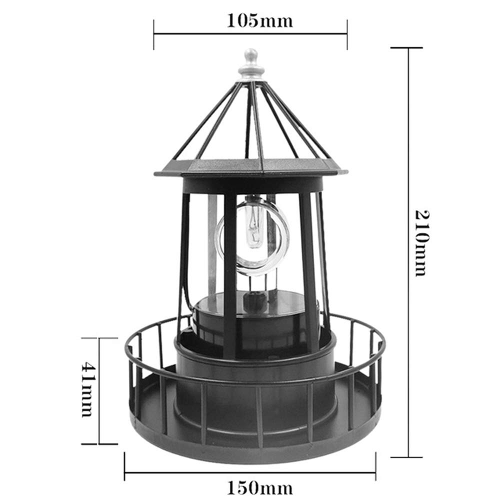 Black Wrought Iron Solar Lighthouse O2538