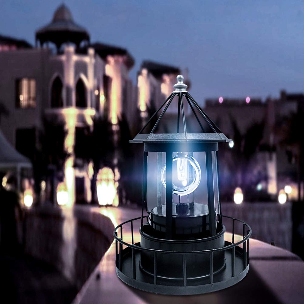 Black Wrought Iron Solar Lighthouse O2538