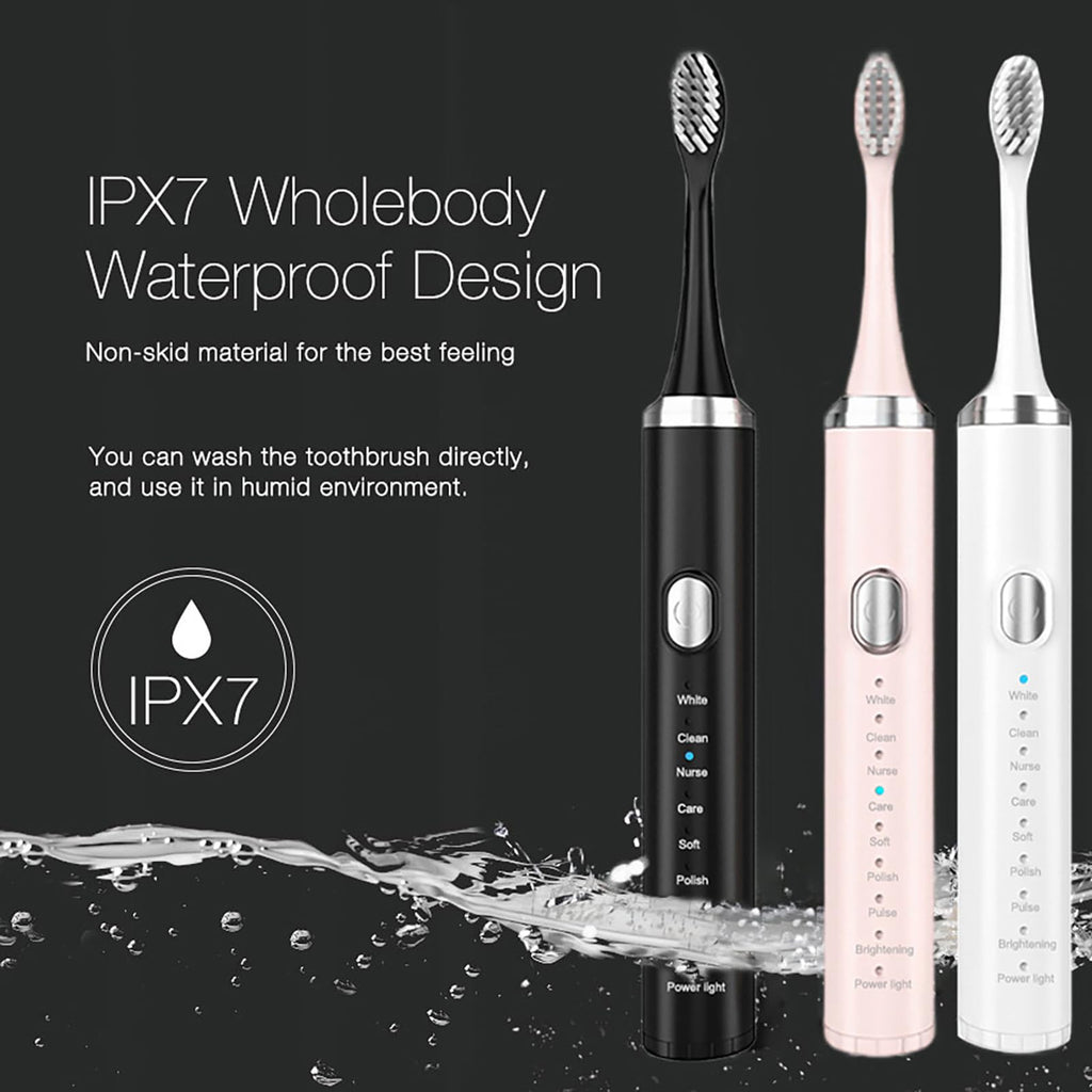Black Rechargeable Electric Toothbrush with 4 Replacement Heads K256