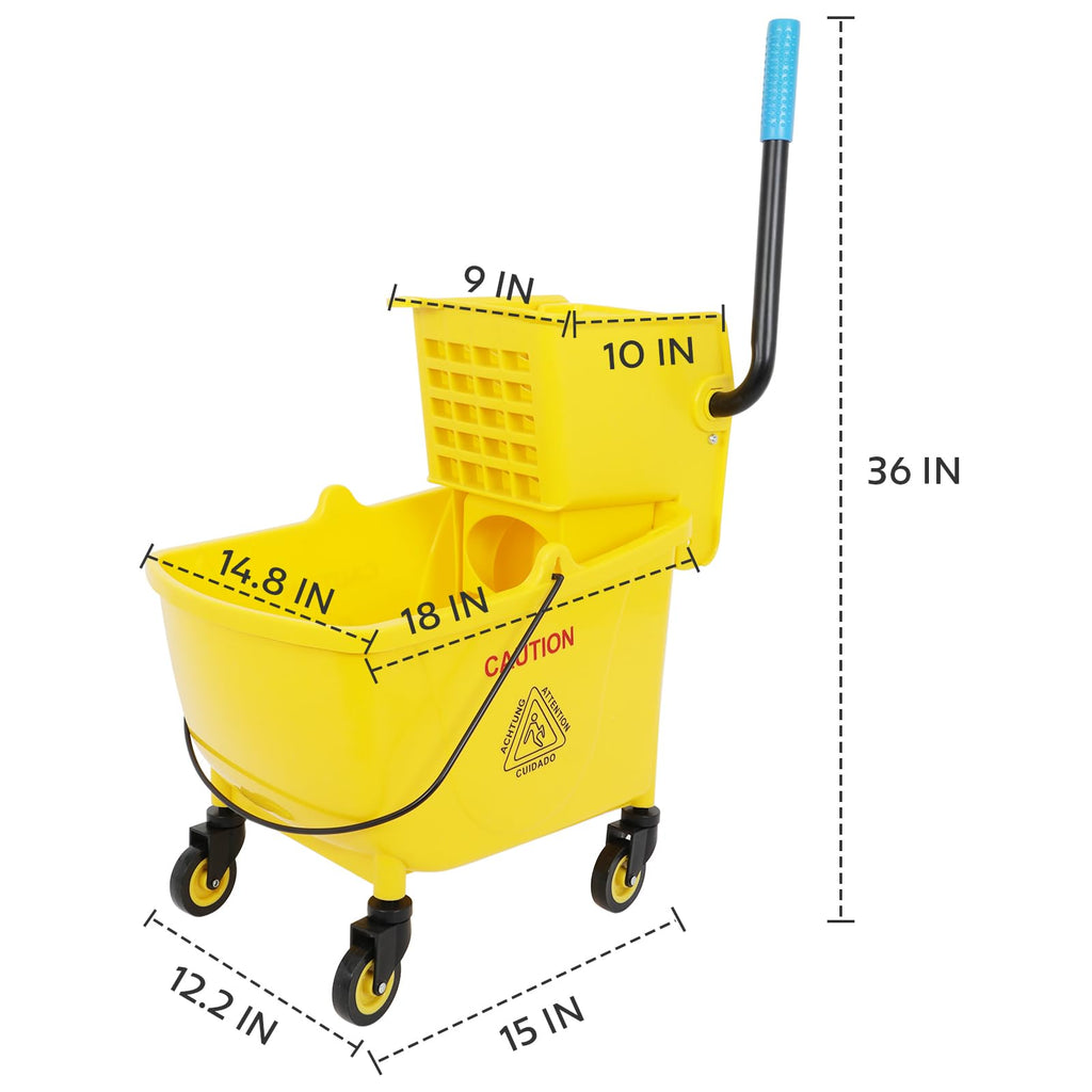 Commercial Mop Bucket with Wringer, 35 Quart Mop and Bucket Set F44148