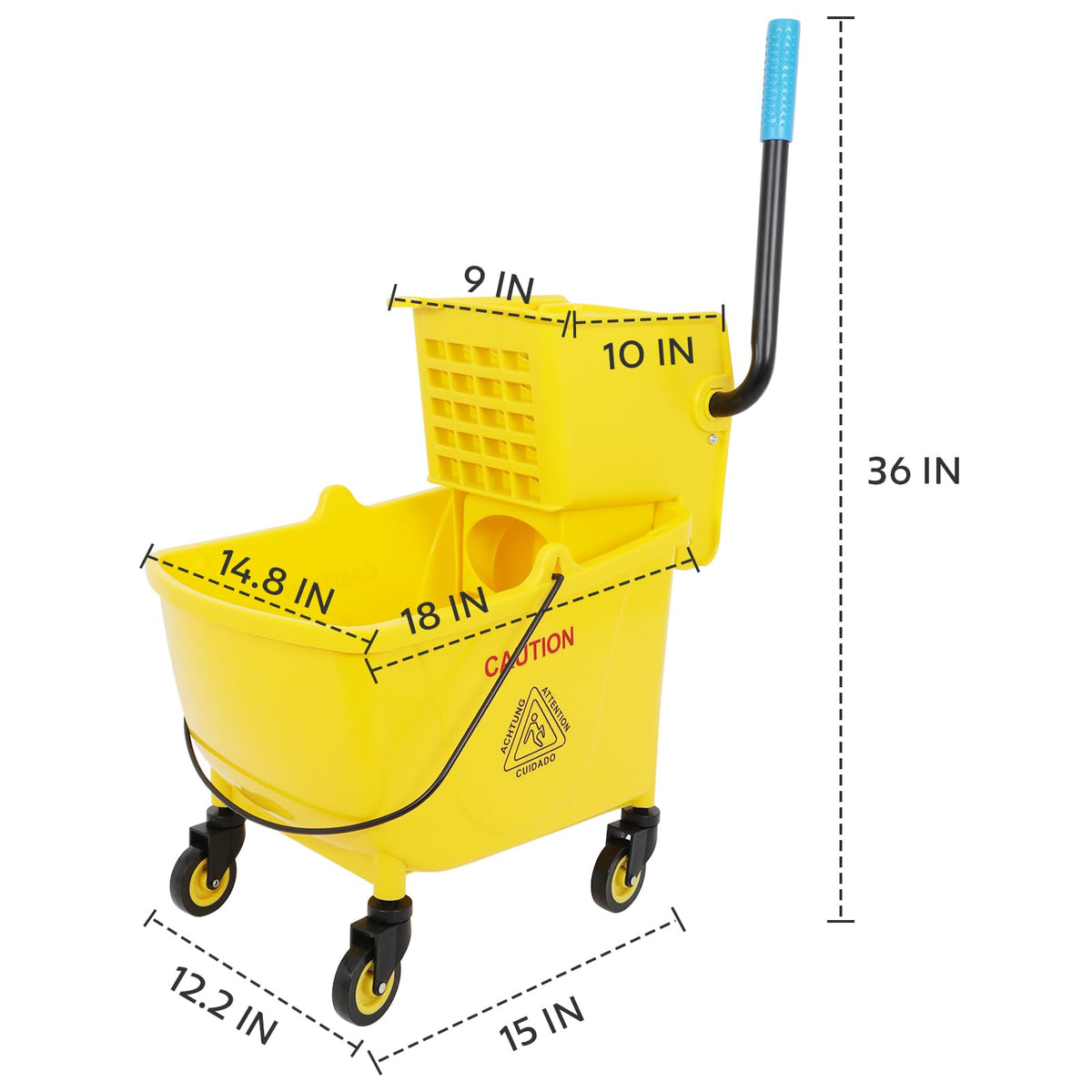 Commercial Mop Bucket with Wringer, 35 Quart Mop and Bucket Set F44148