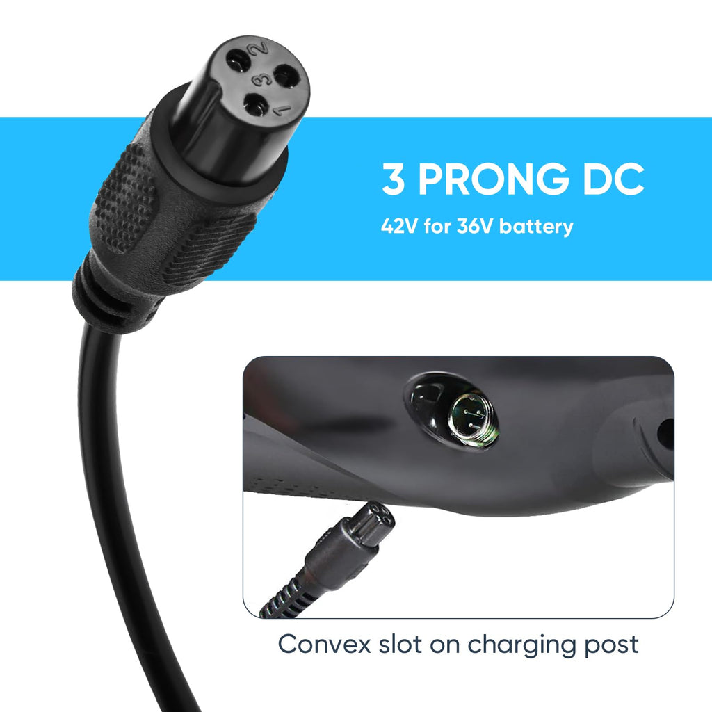 42V 2A Battery Charger 3 Prong Inline Connector T7984