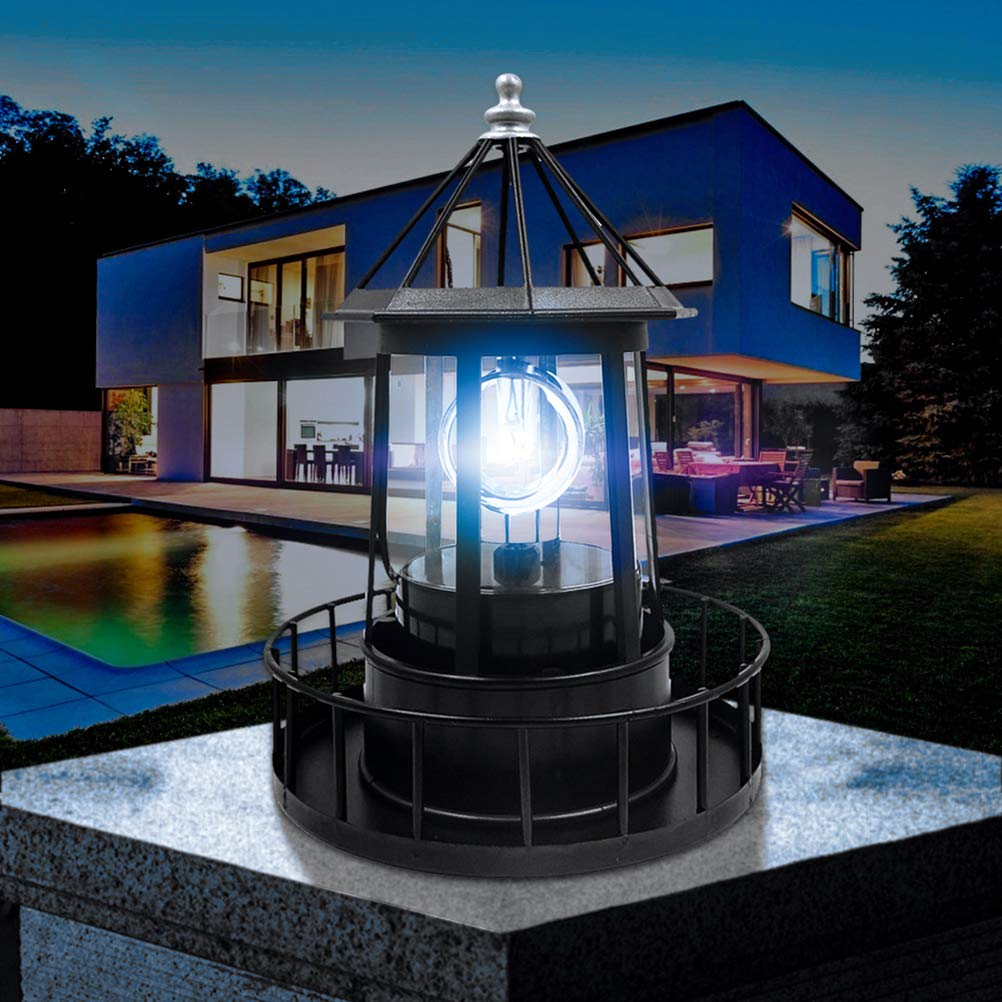Black Wrought Iron Solar Lighthouse O2538