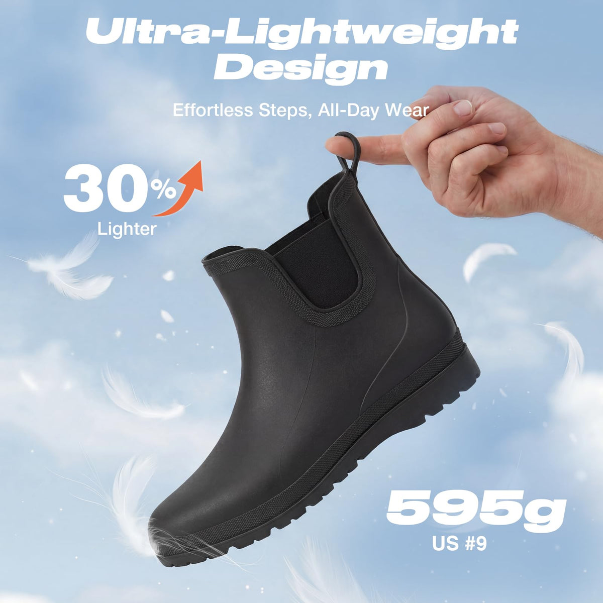 Men's Waterproof Lightweight Ankle Rain Boots E390967