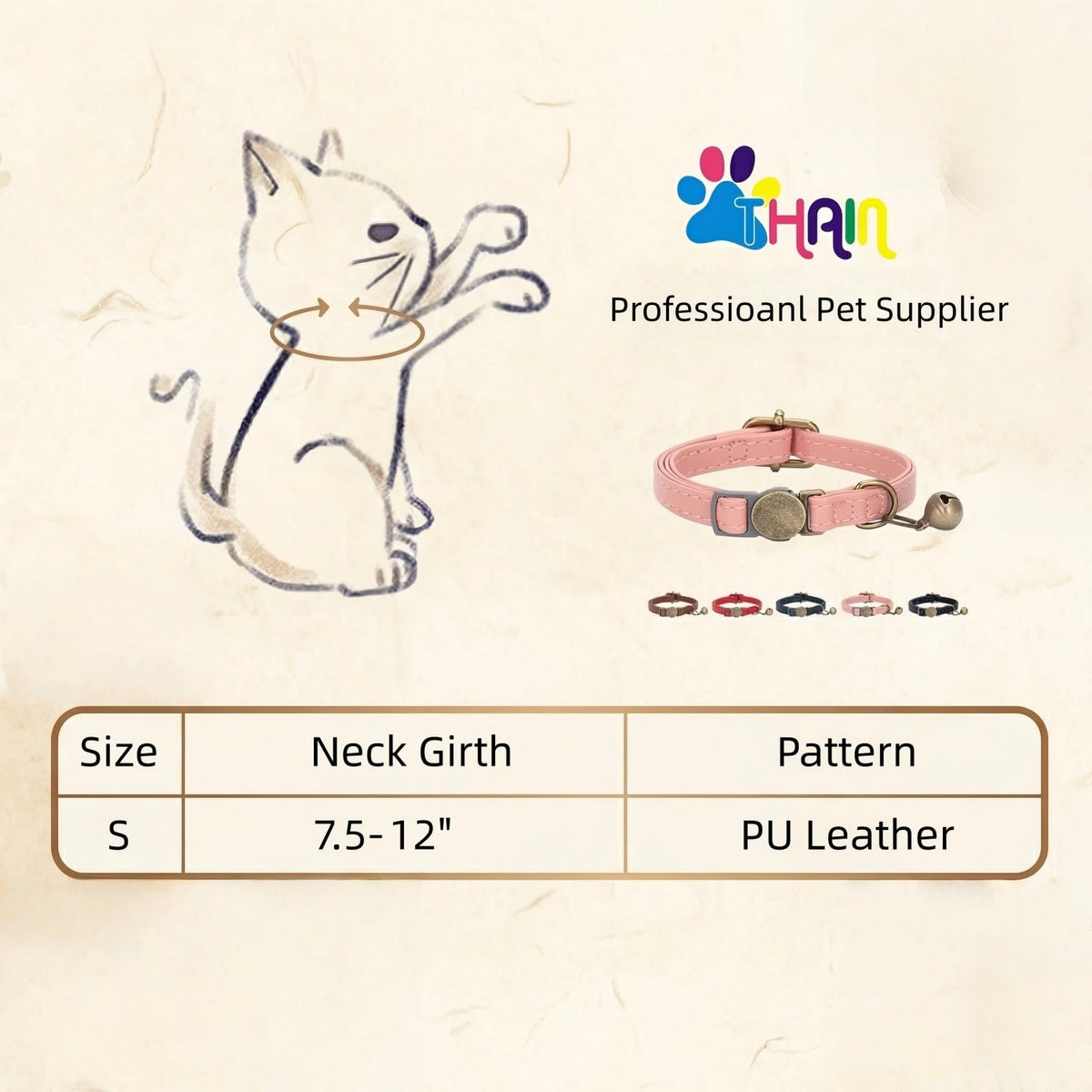 Leather Cat Collar with Bell Breakaway Adjustable Brown W849040