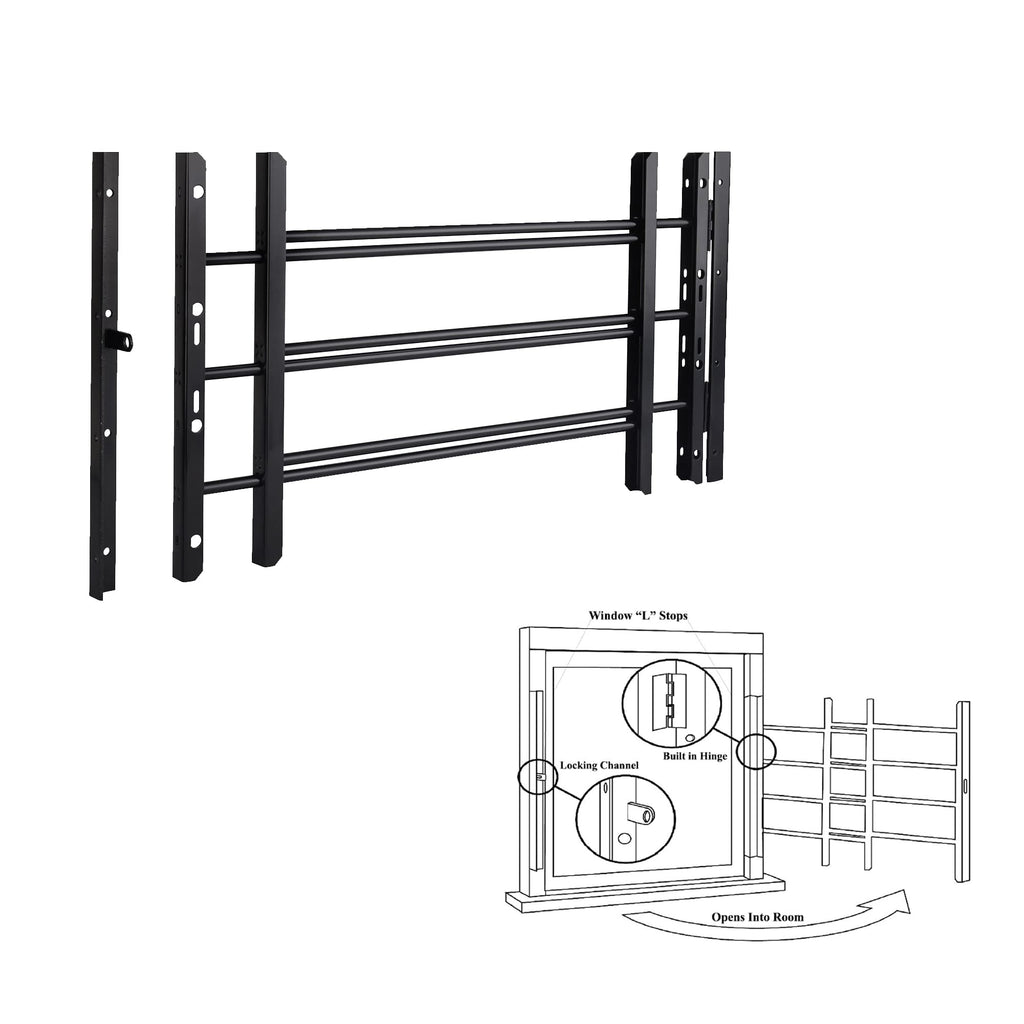 Black Adjustable Tubular Steel Window Security Bars A66124