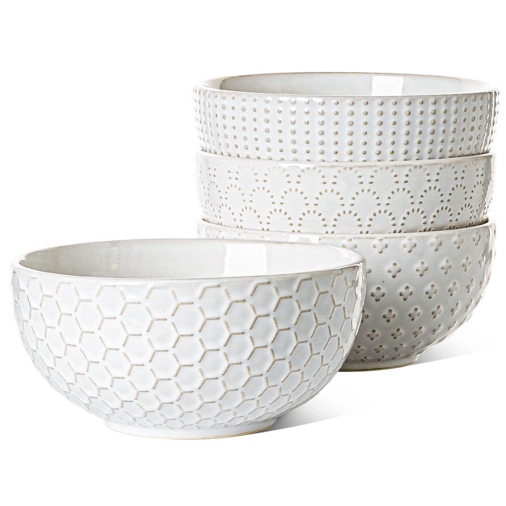 Ceramic Soup Bowl Set, 42 OZ, 7 Inch, Set of 4, Arctic White T54348
