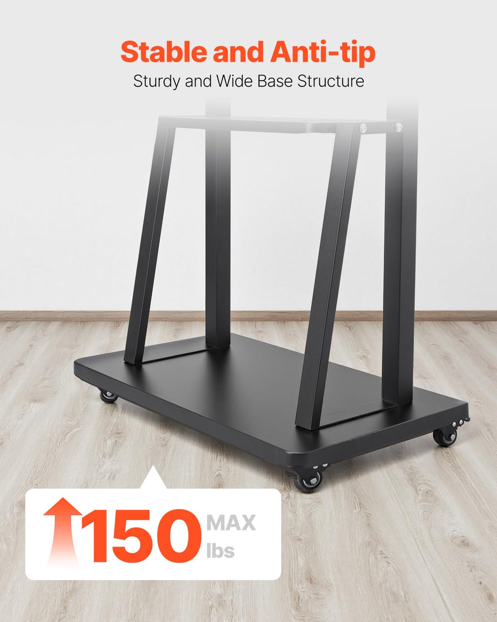 Rolling TV Stand for 32-75 Inch Screens, Height Adjustable with Tray O671