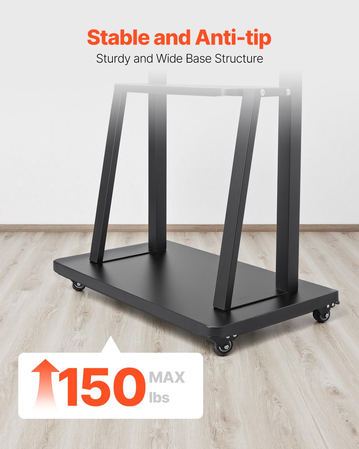 Rolling TV Stand for 32-75 Inch Screens, Height Adjustable with Tray O671