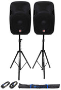 15" Passive 1600W DJ PA Speakers with Tripod Stands and Cables D609616