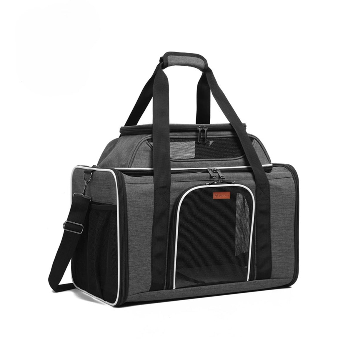 19" Large Soft-Sided Pet Carrier with Mesh, Grey Z1324