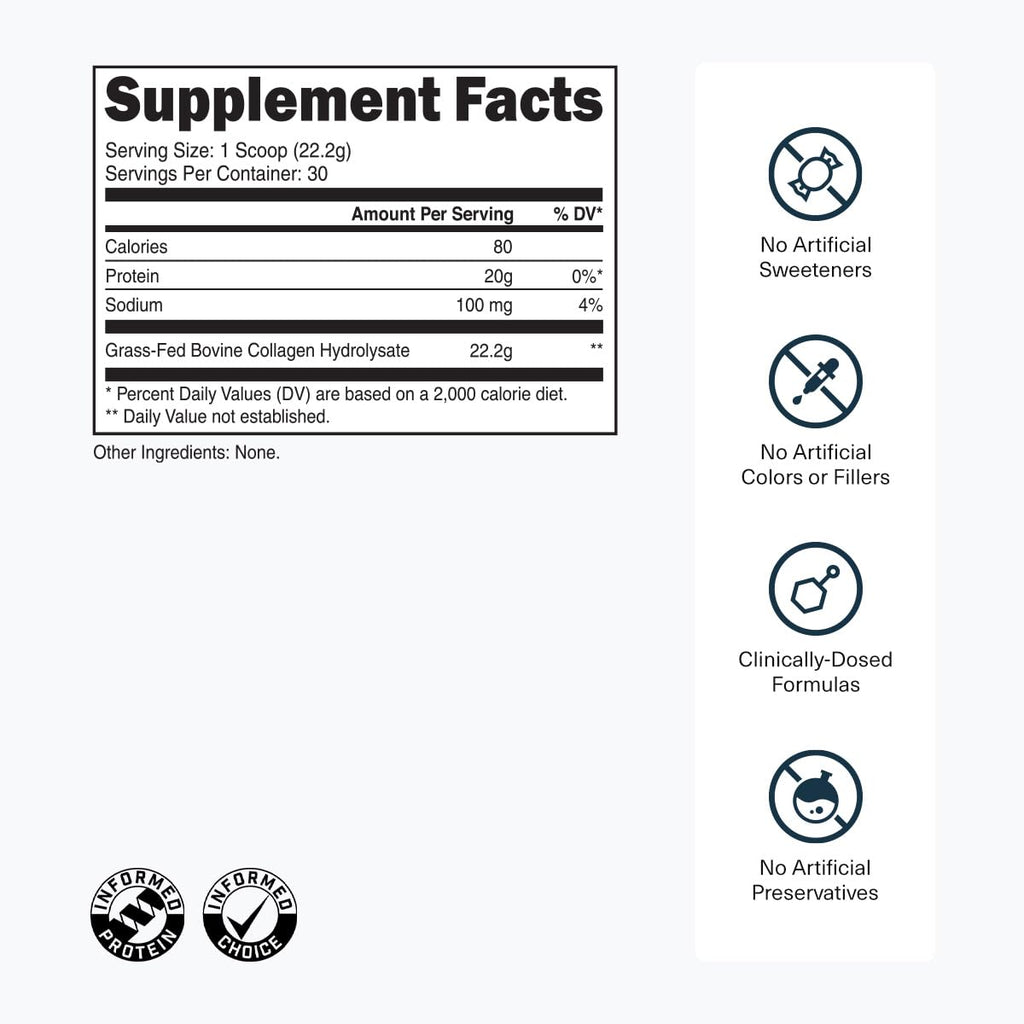 Grass-Fed Collagen Peptides, 30 Servings, Unflavored B5802