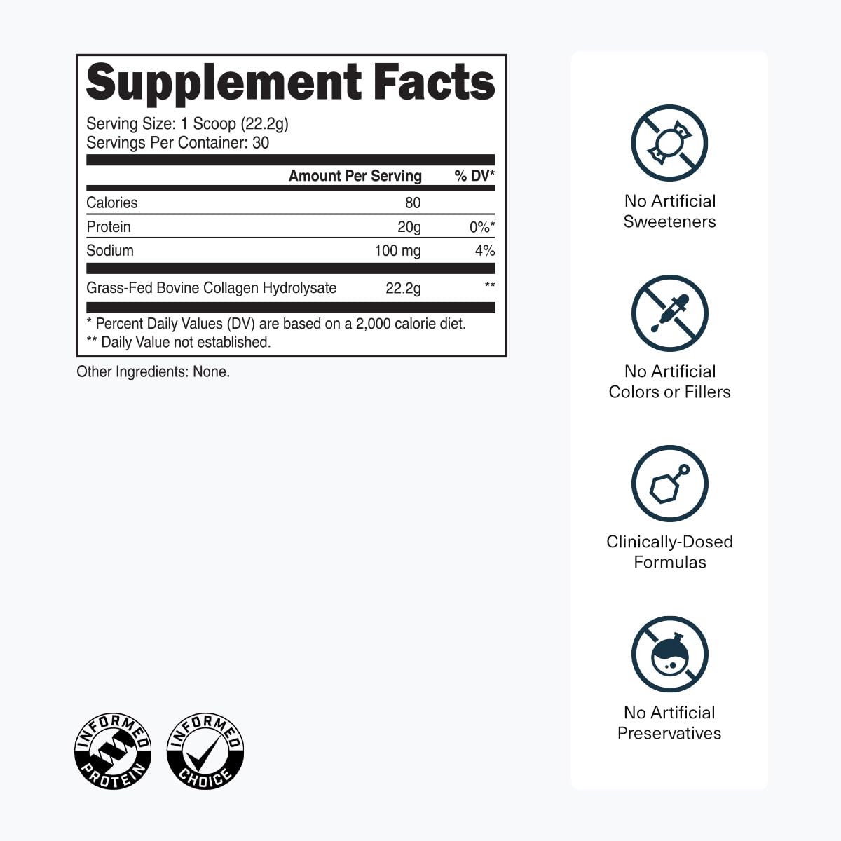 Grass-Fed Collagen Peptides, 30 Servings, Unflavored B5802