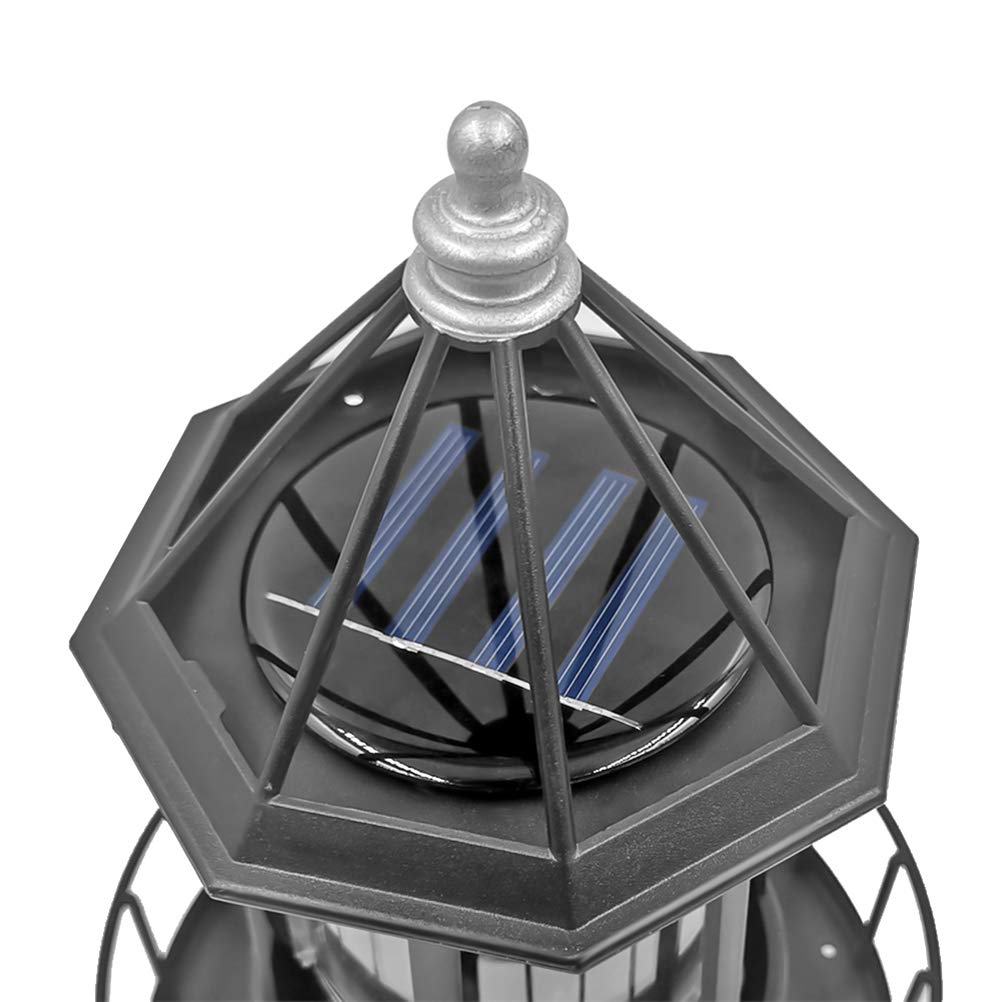 Black Wrought Iron Solar Lighthouse O2538