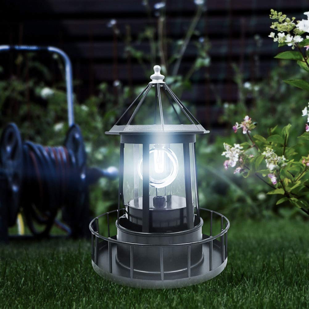 Black Wrought Iron Solar Lighthouse O2538