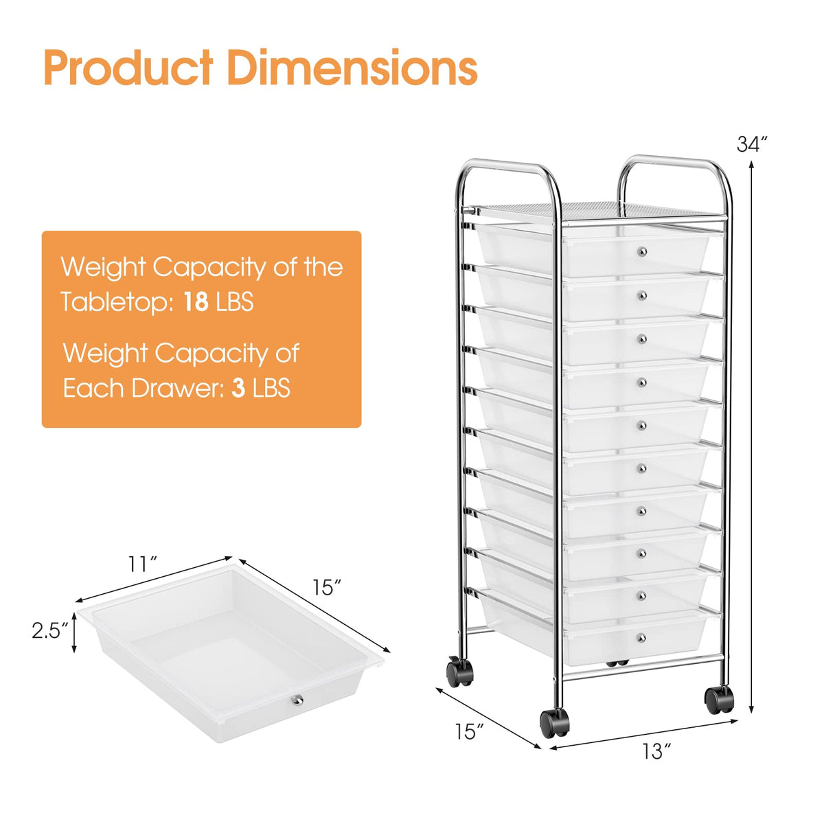 10 Drawers Rolling Storage Cart U482
