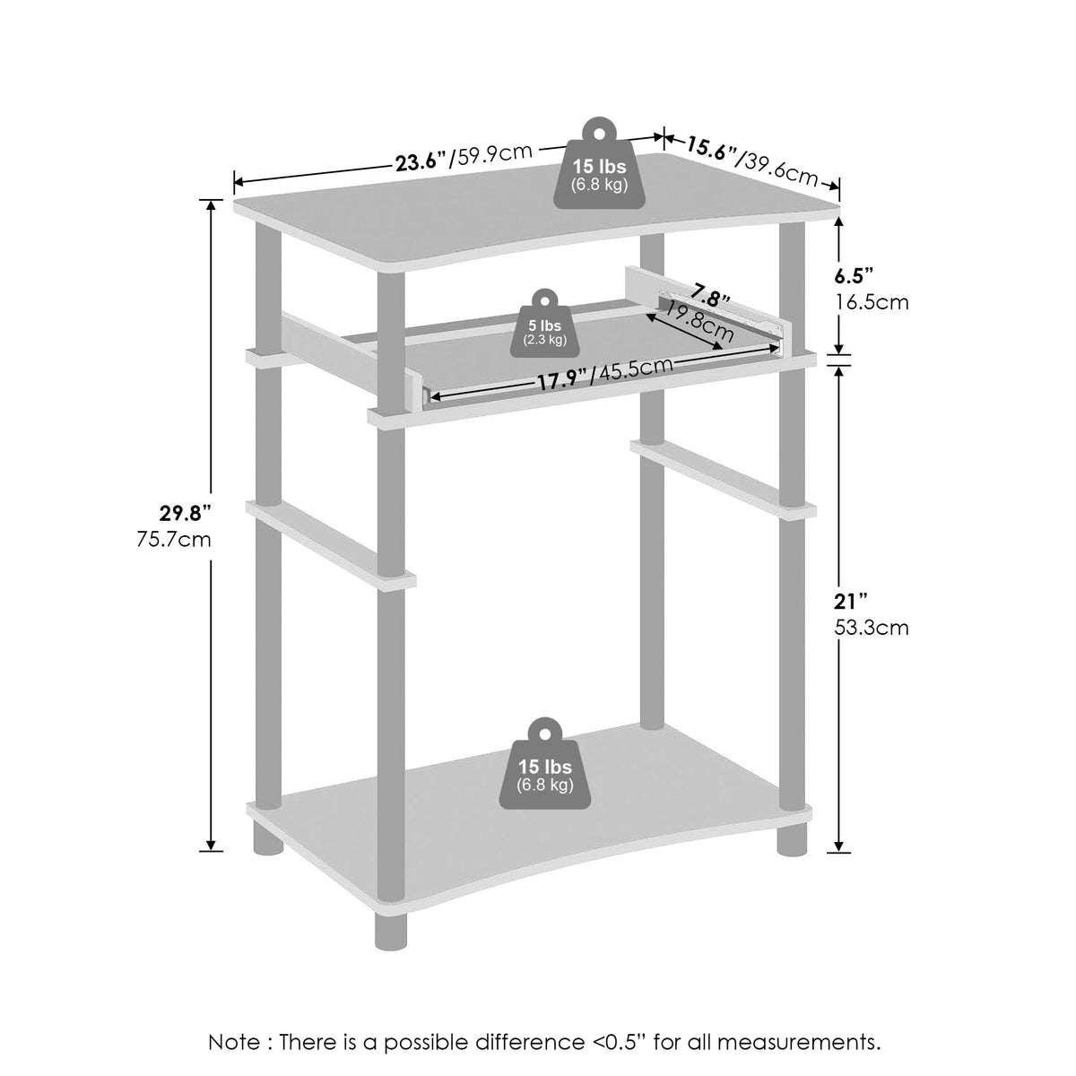 Black Desk with Keyboard Tray N178135