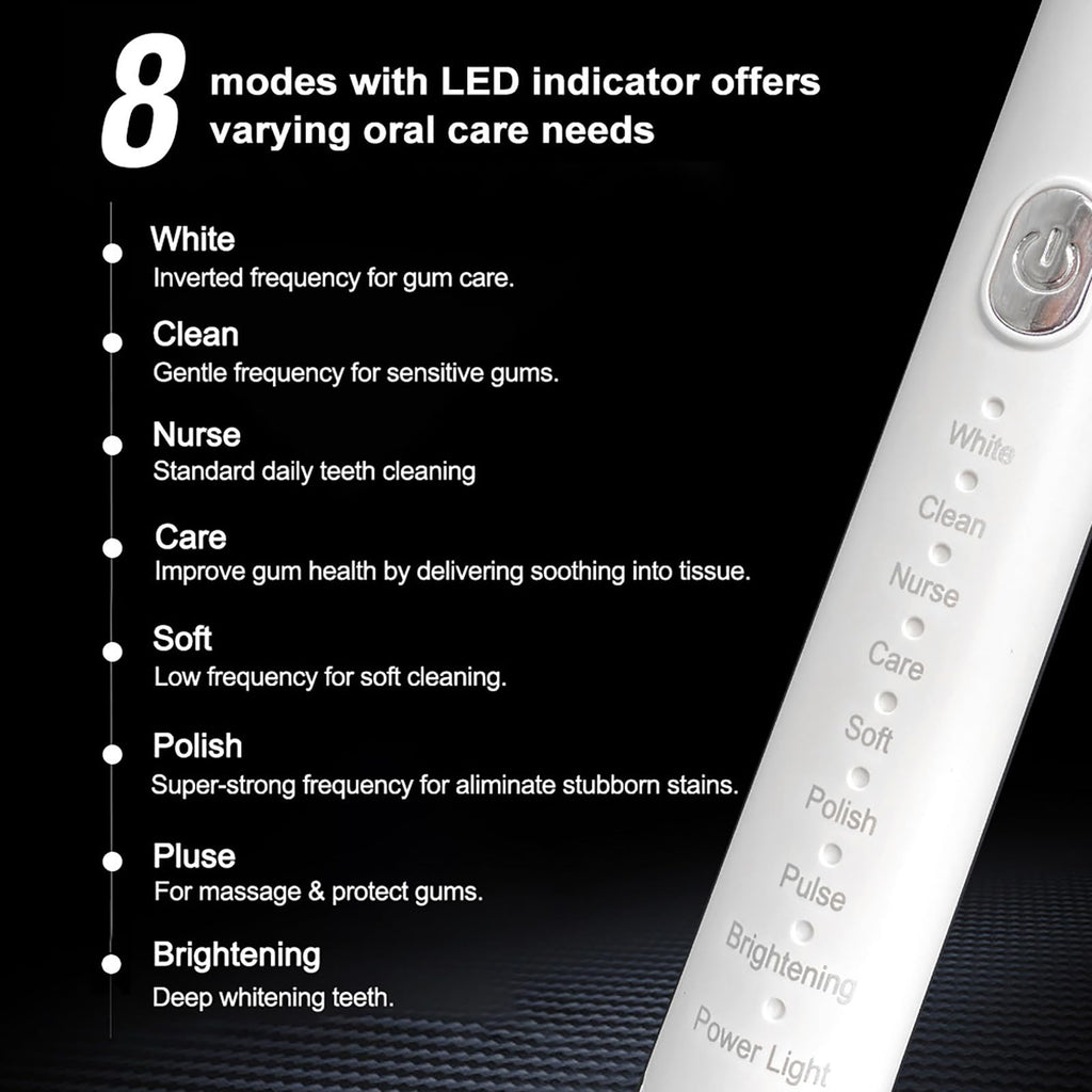 Black Rechargeable Electric Toothbrush with 4 Replacement Heads K256