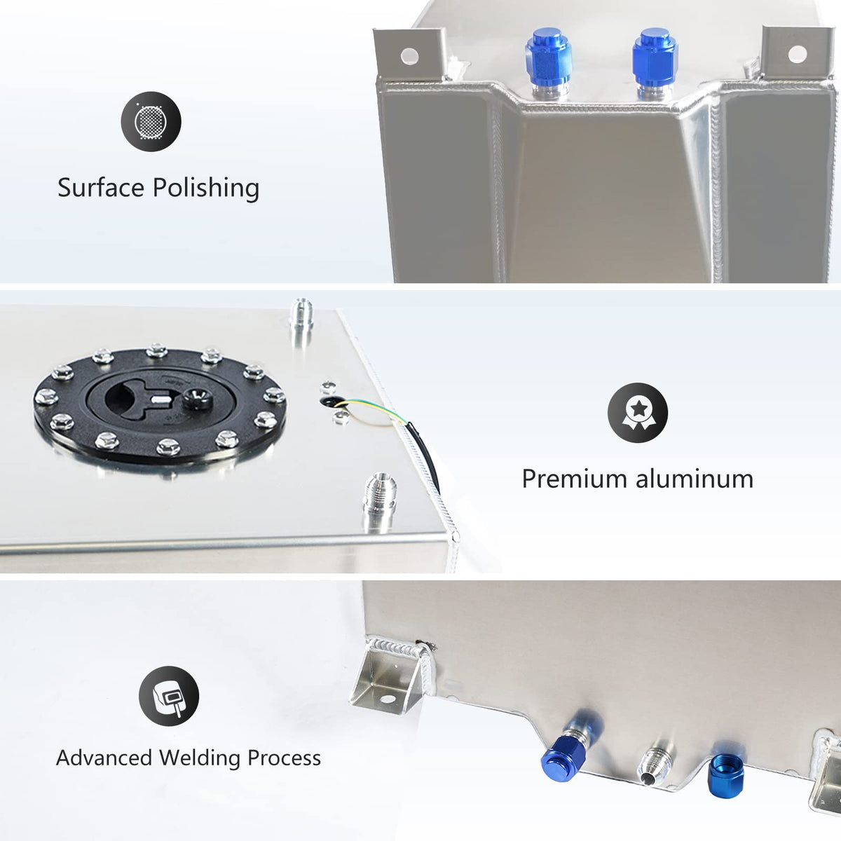 5 Gallon Aluminum Polished Fuel Cell with Cap E174