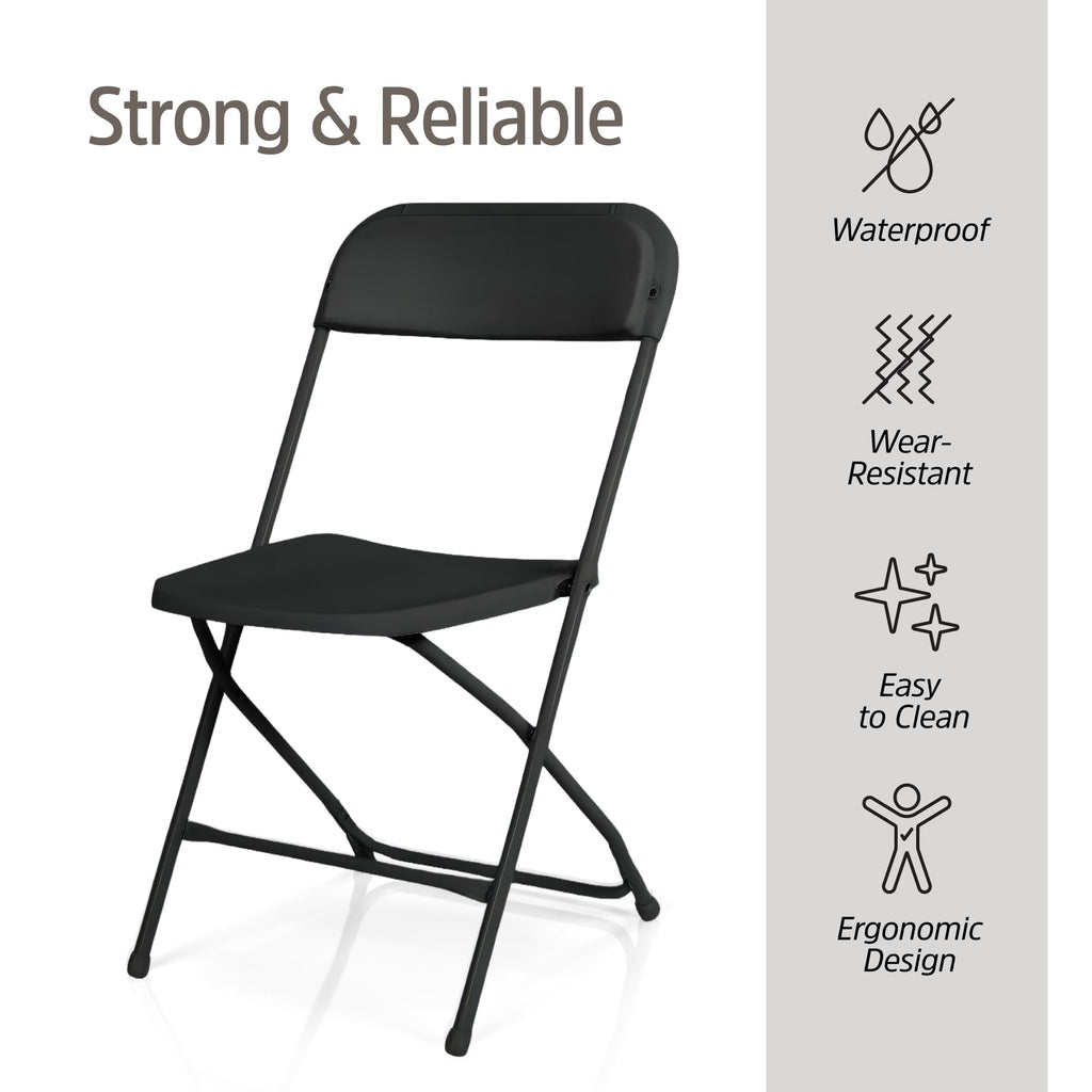 10 Pack Black Plastic Folding Chairs I592