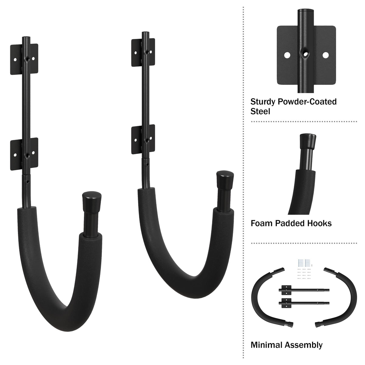 2-Pack Kayak Storage Hook Sets Wall Mount Hangers 100lb Capacity L4140