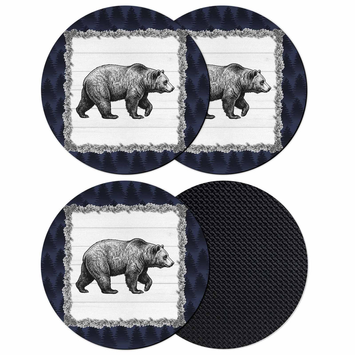 Black White Bear Coasters Set of 4 Q1947