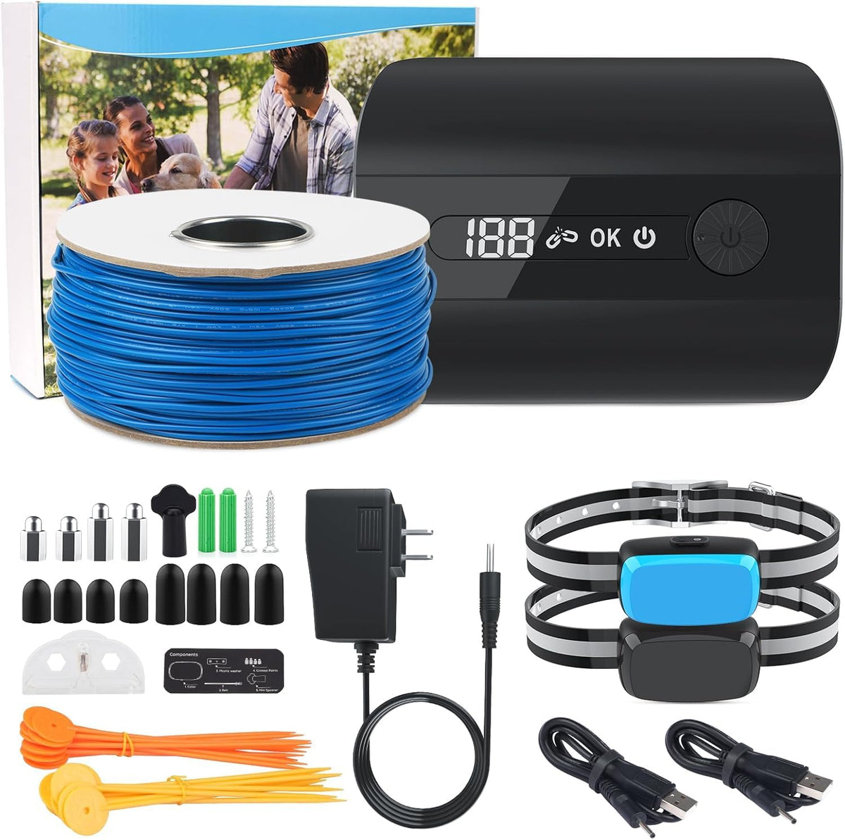 Electric Dog Fence Containment System with Waterproof Training Collar F5796