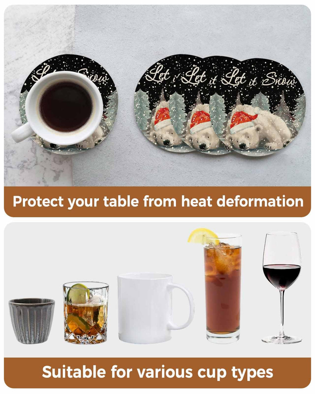 Set of 4 Absorbent Ceramic Stone Coasters with Holder Y9319