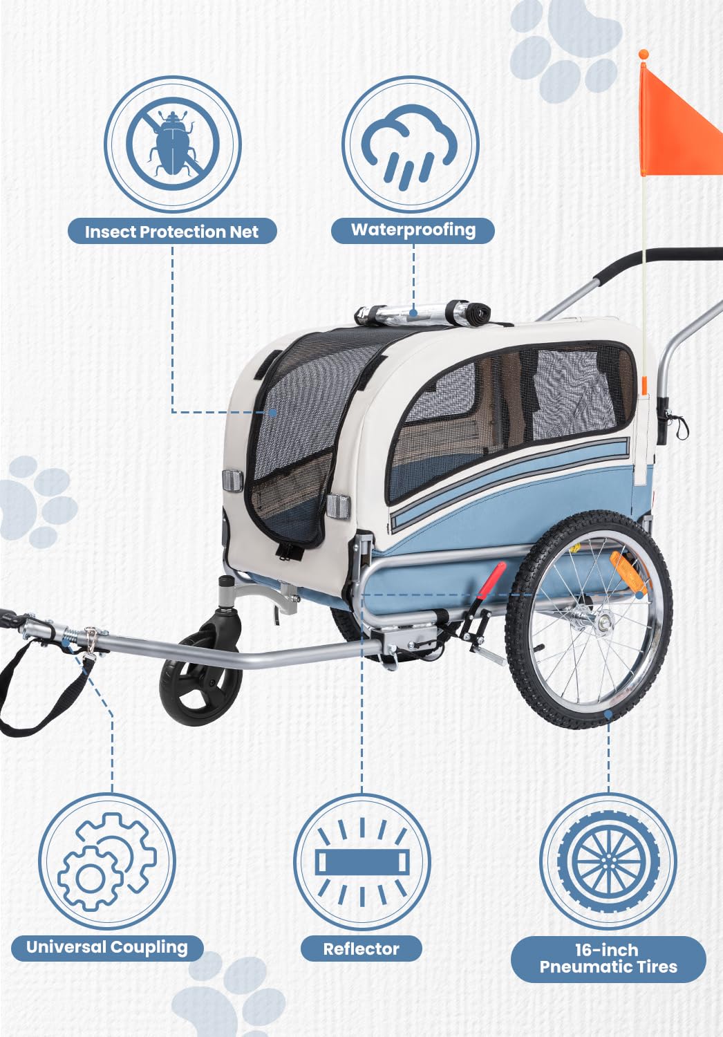 2 in 1 Pet Bicycle Trailer with 6" Stroller Wheel Y268