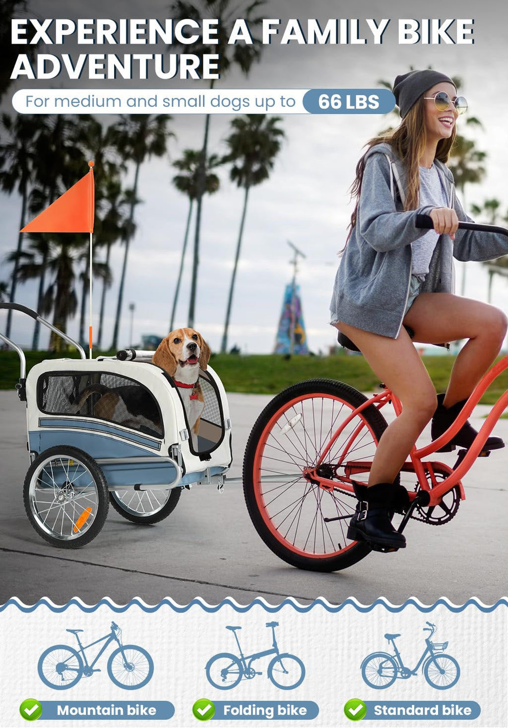 2 in 1 Pet Bicycle Trailer with 6" Stroller Wheel Y268
