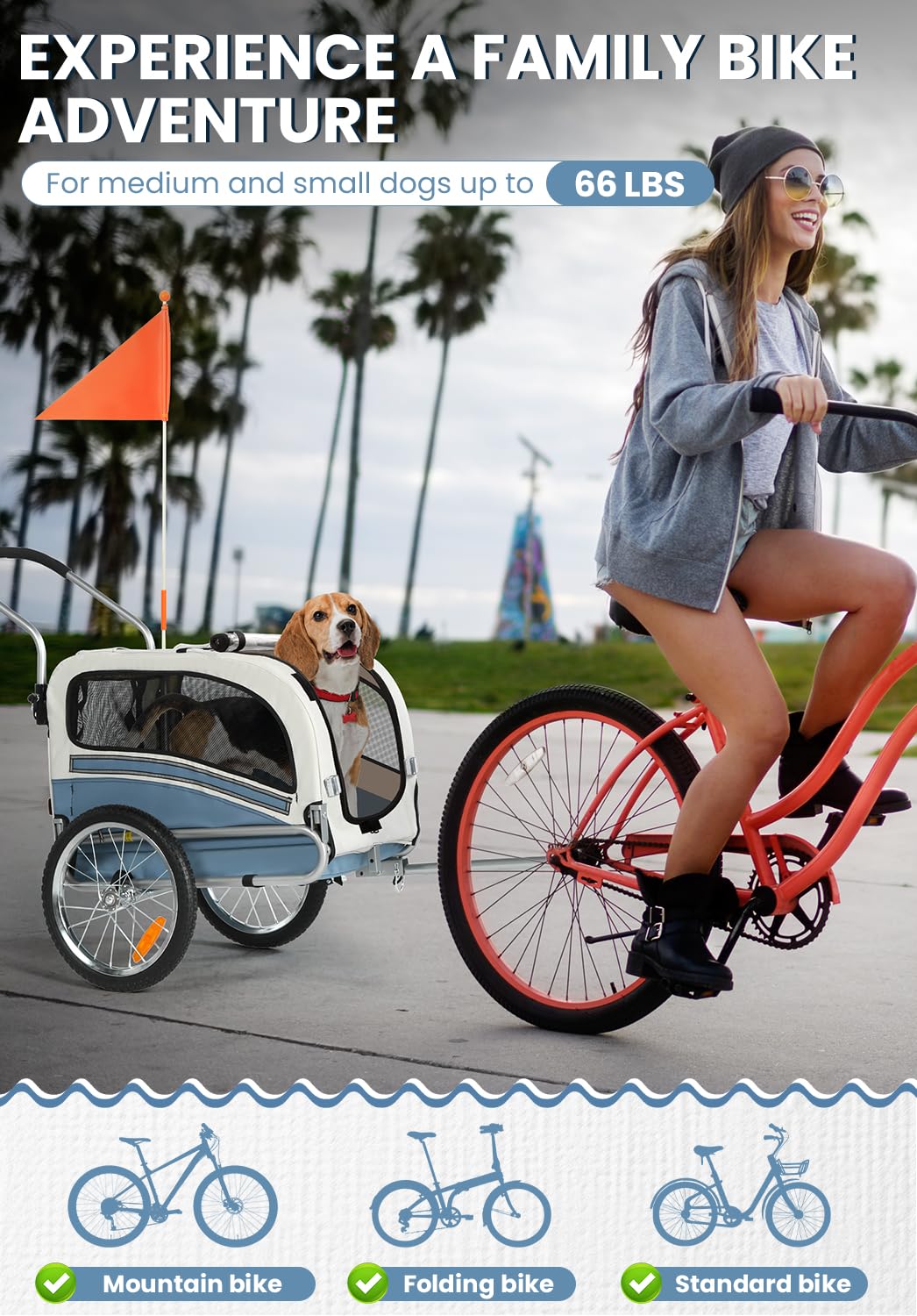 2 in 1 Pet Bicycle Trailer with 6" Stroller Wheel Y268