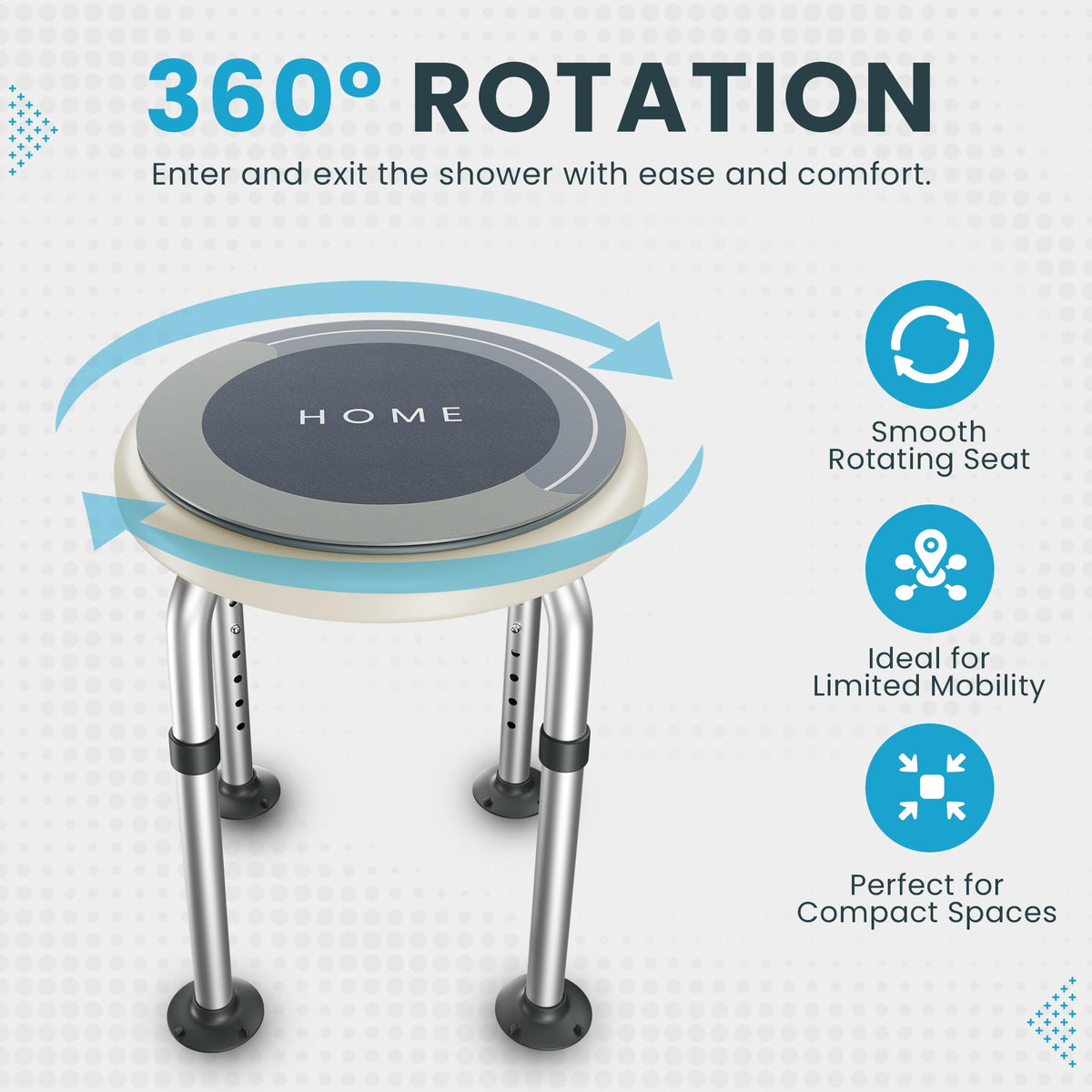 Adjustable Swivel Shower Stool with Non-Slip Feet L3938