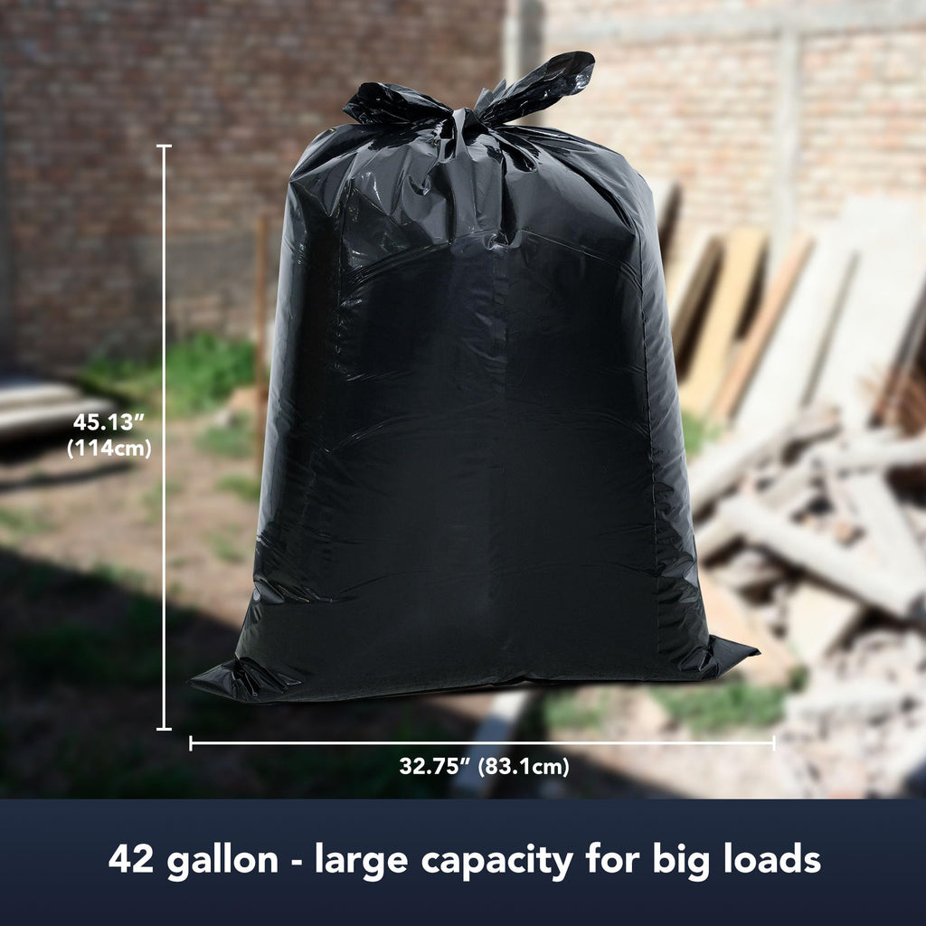 42 Gallon Extra Thick 3MIL Heavy Duty Bags with Tie Flaps, 32 Count I65268