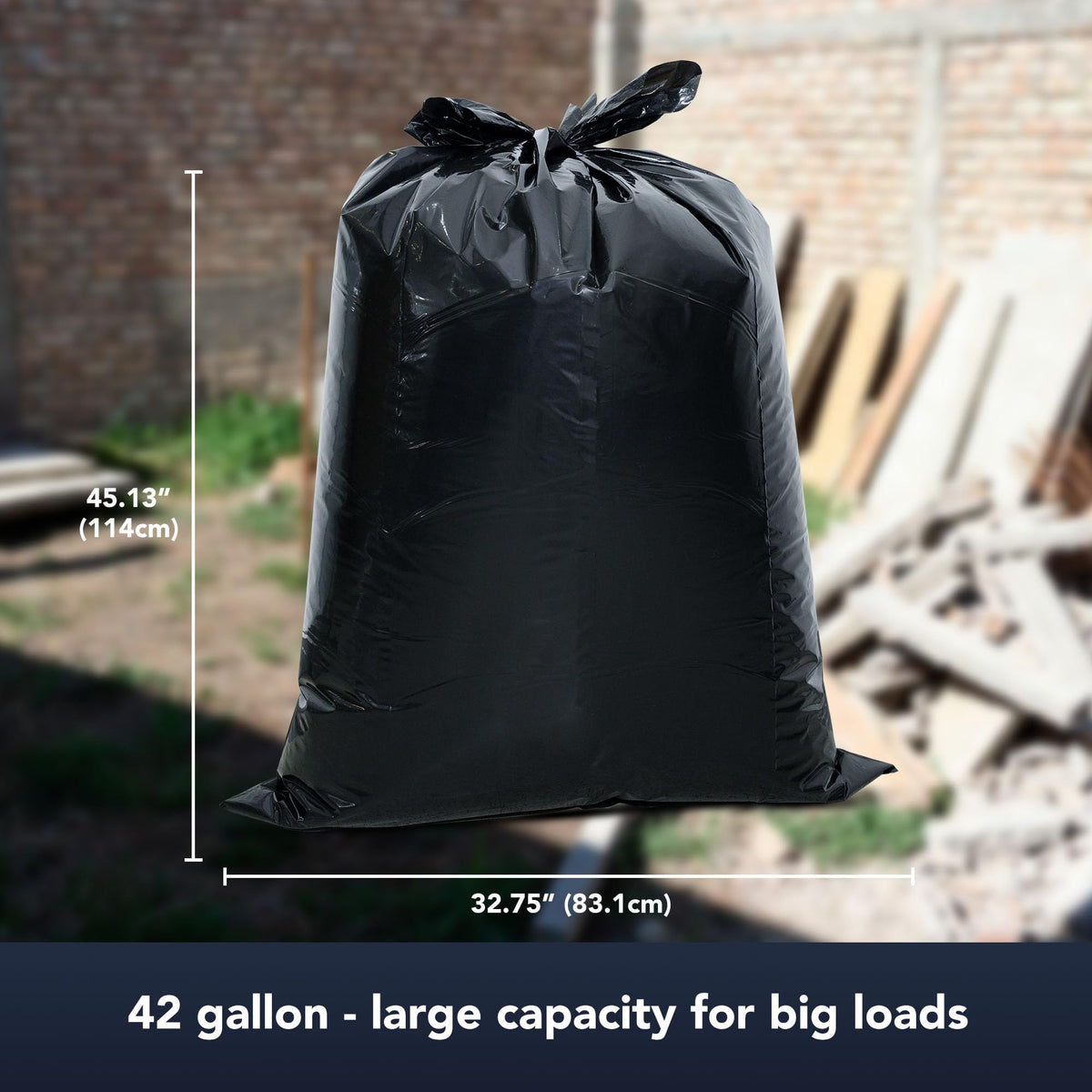 42 Gallon Extra Thick 3MIL Heavy Duty Bags with Tie Flaps, 32 Count I65268