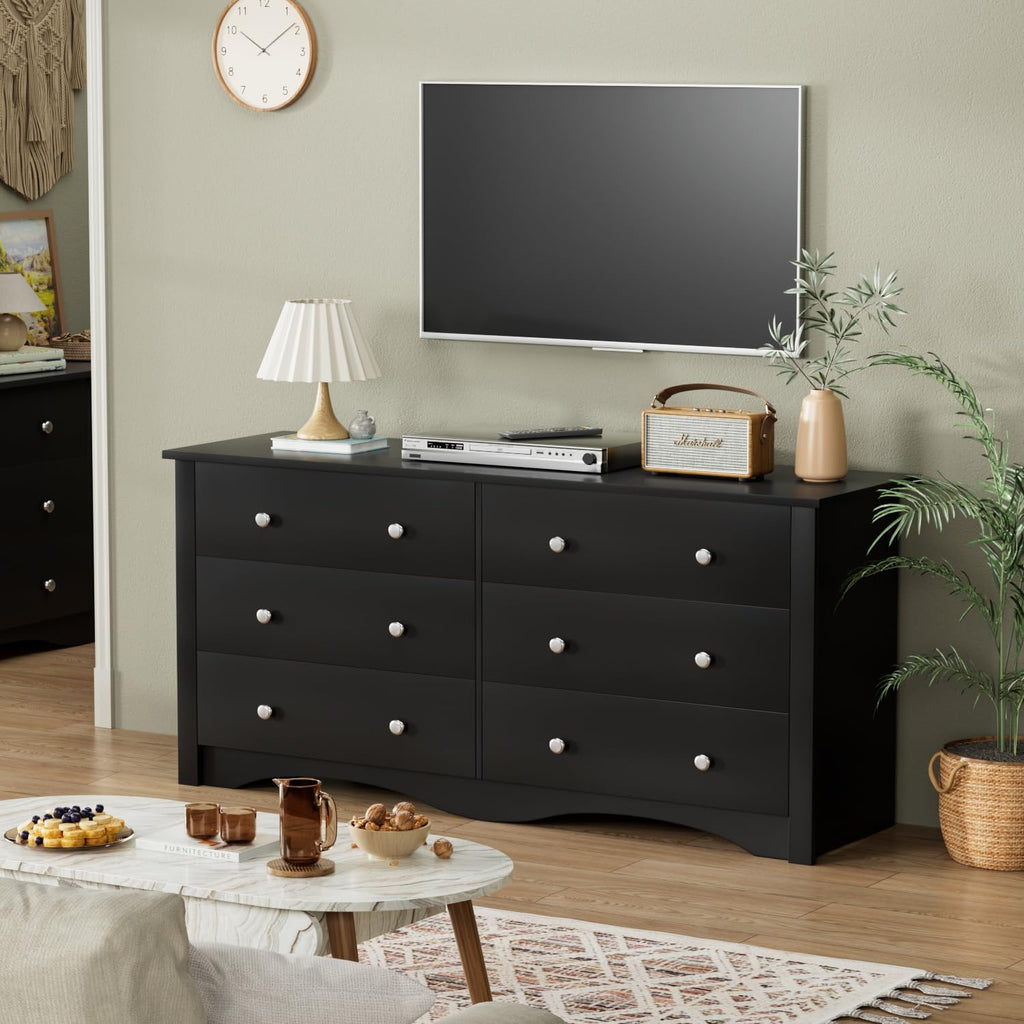 Black 6 Drawer Dresser Q3066