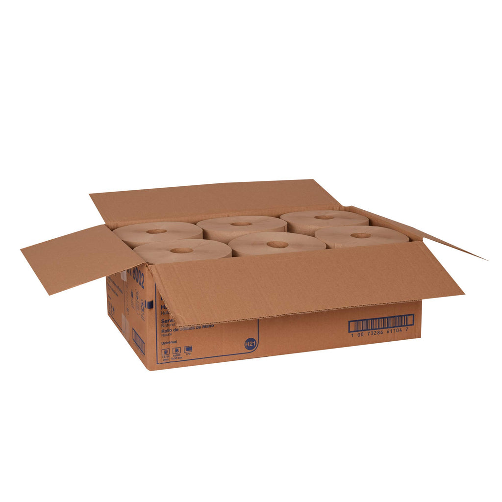 Natural Paper Hand Towel Roll, 6 Rolls x 800 Ft F1799