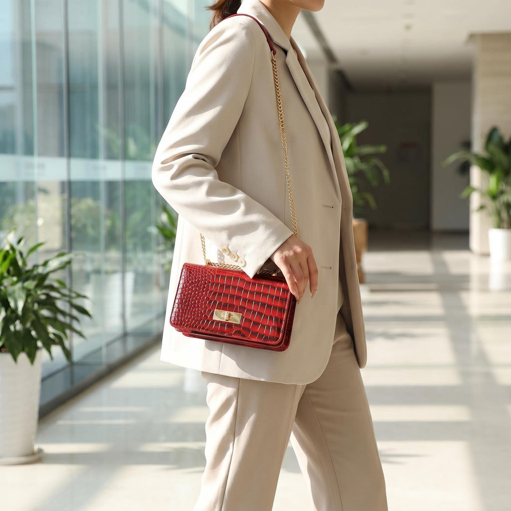 Crocodile Embossed PU Mini Crossbody Clutch Y369