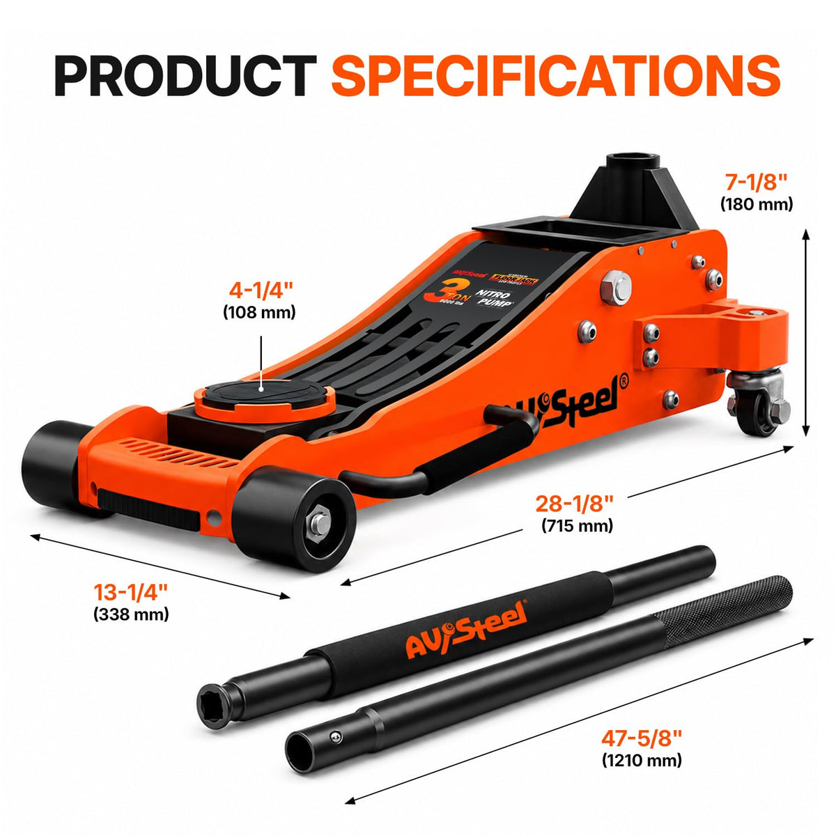 3 Ton Low Profile Aluminum Hydraulic Floor Jack O271576