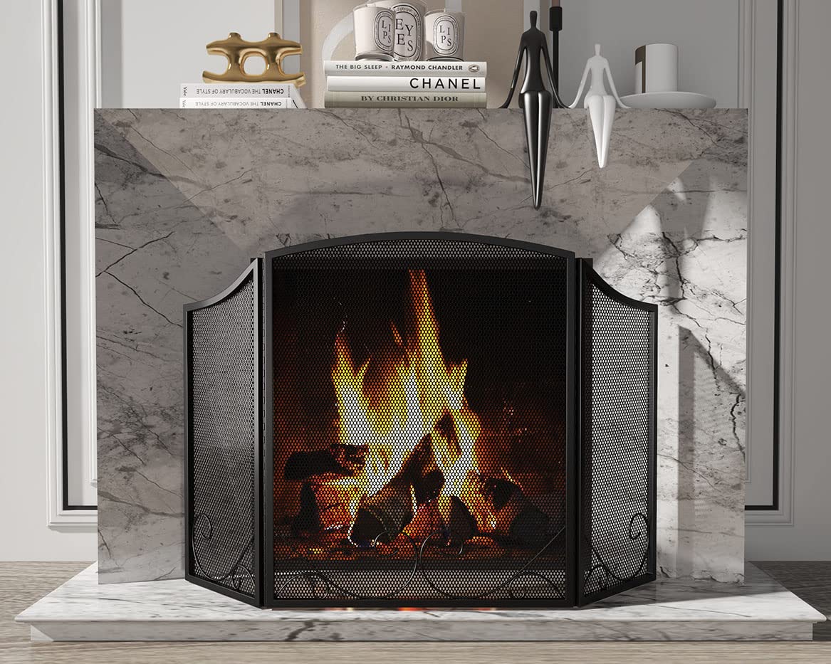 Black Wrought Iron Fireplace Screen X478649