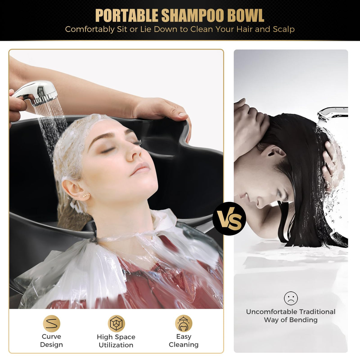 Electric Portable Height Adjustable Shampoo Bowl with Dual 10L Buckets W89830