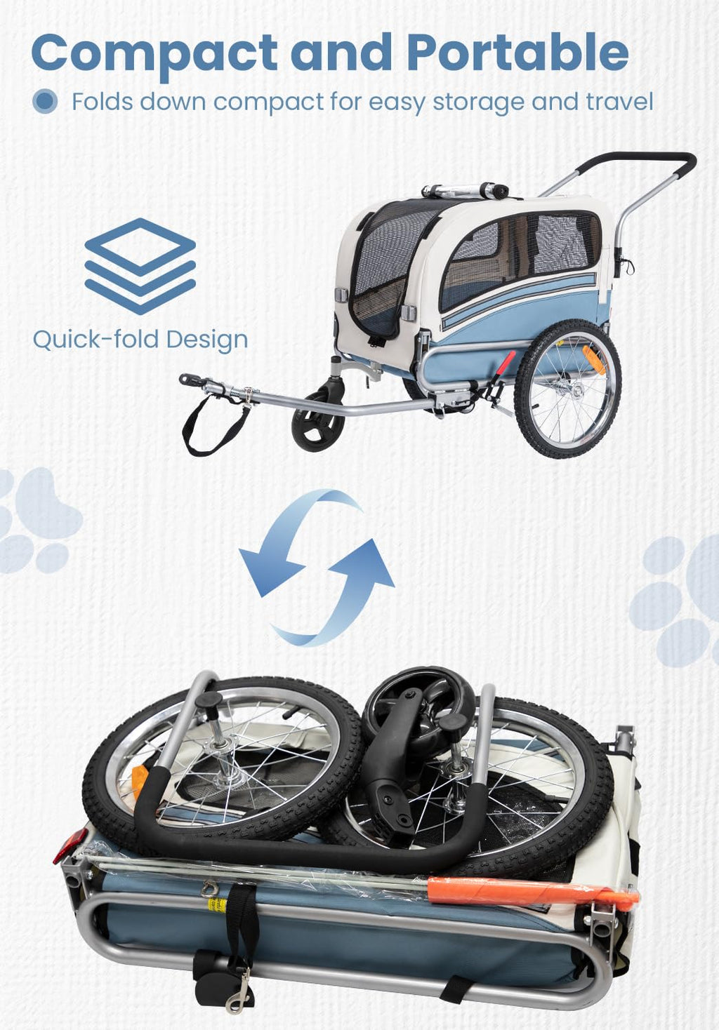 2 in 1 Pet Bicycle Trailer with 6" Stroller Wheel Y268
