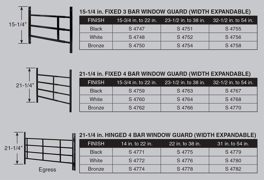Adjustable 4-Bar Window Security Grill L281