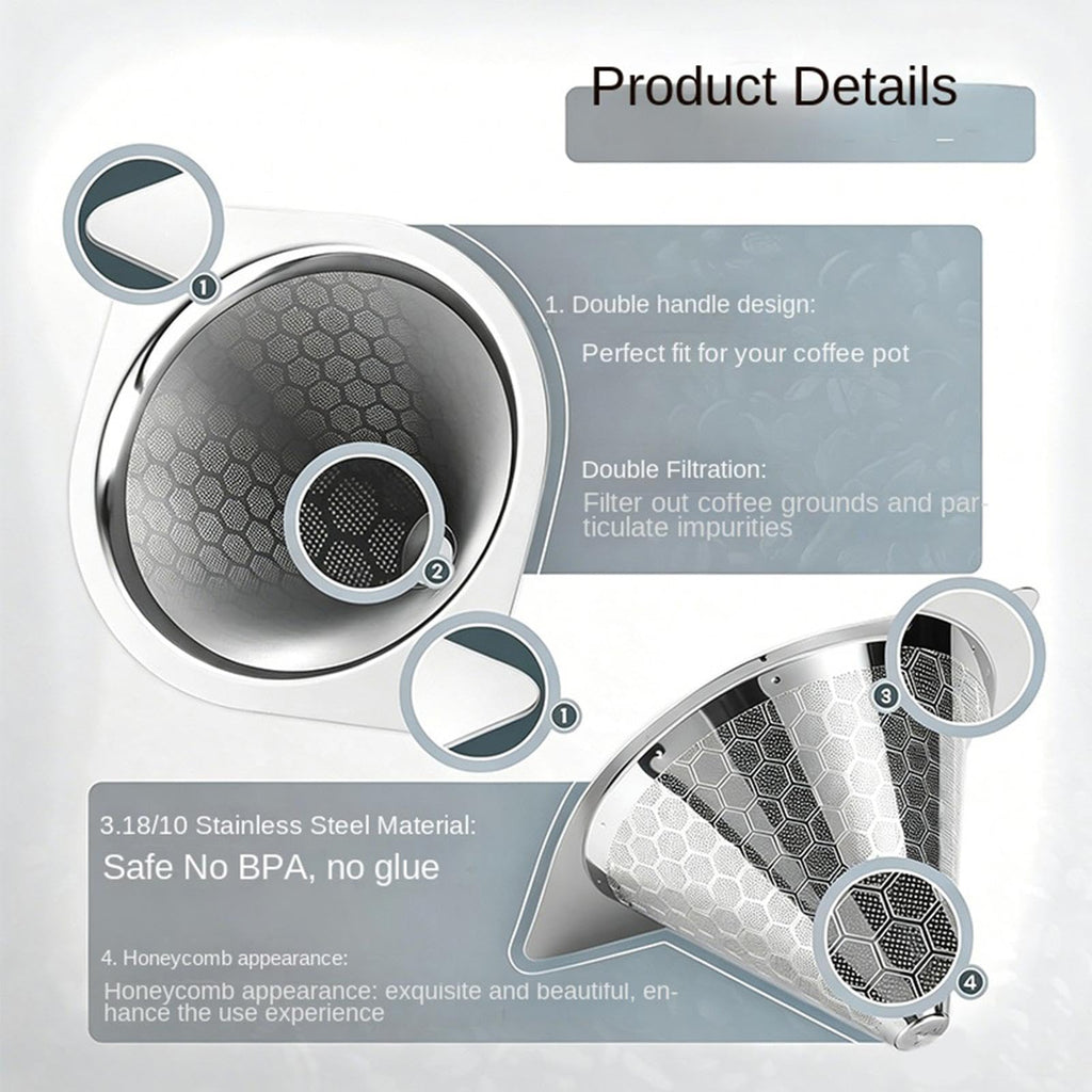 Heat Resistant Reusable Stainless Steel Drip Coffee Filter V6251