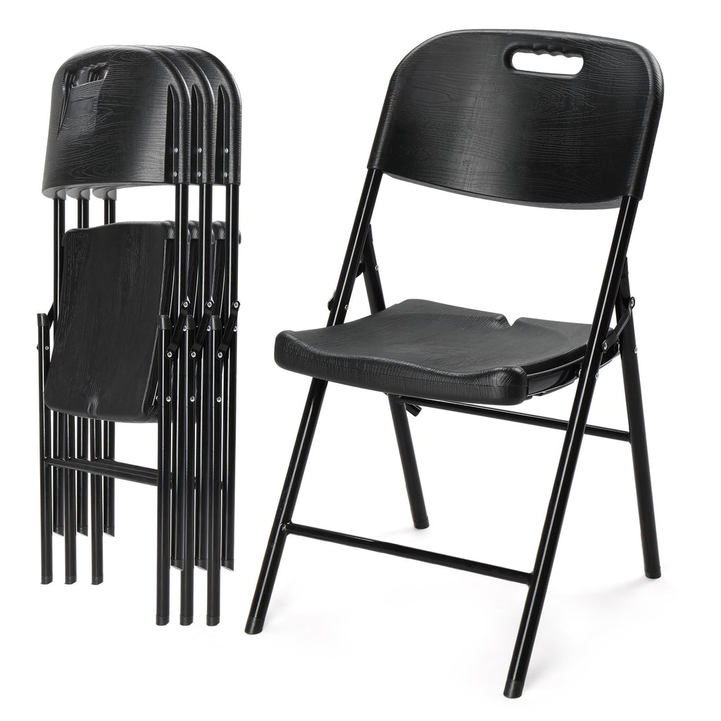 Dark 4 Pack HDPE Folding Chairs with Steel Frame Y303