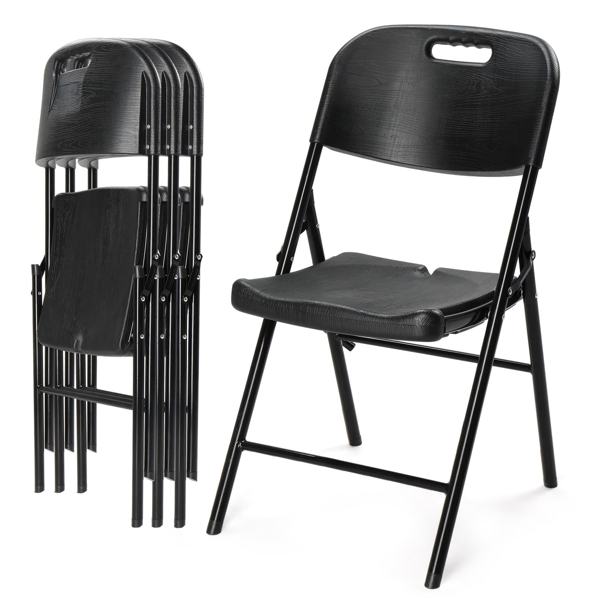 Dark 4 Pack HDPE Folding Chairs with Steel Frame Y303