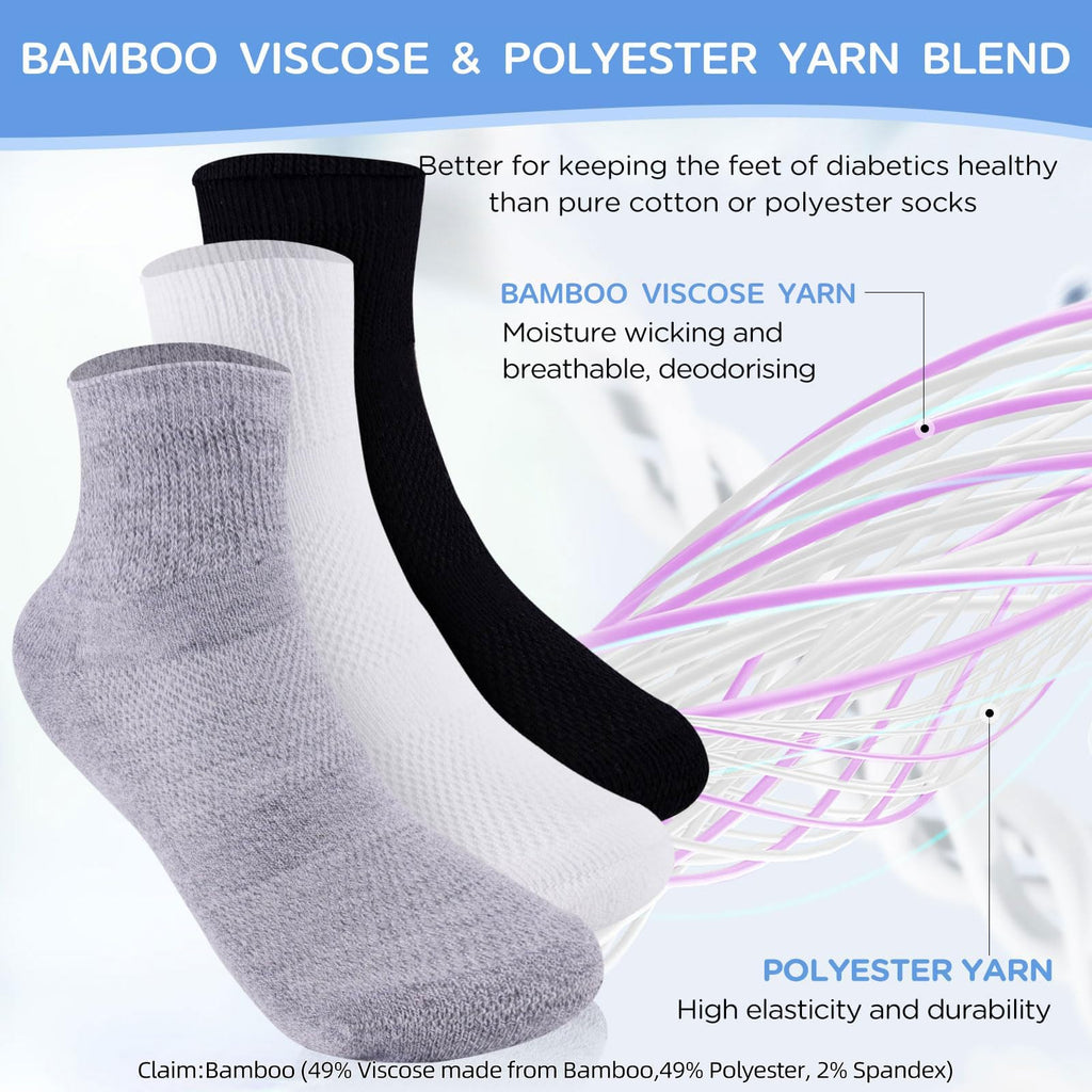Bamboo Viscose Non Binding Ankle Socks 6 Pairs W3070