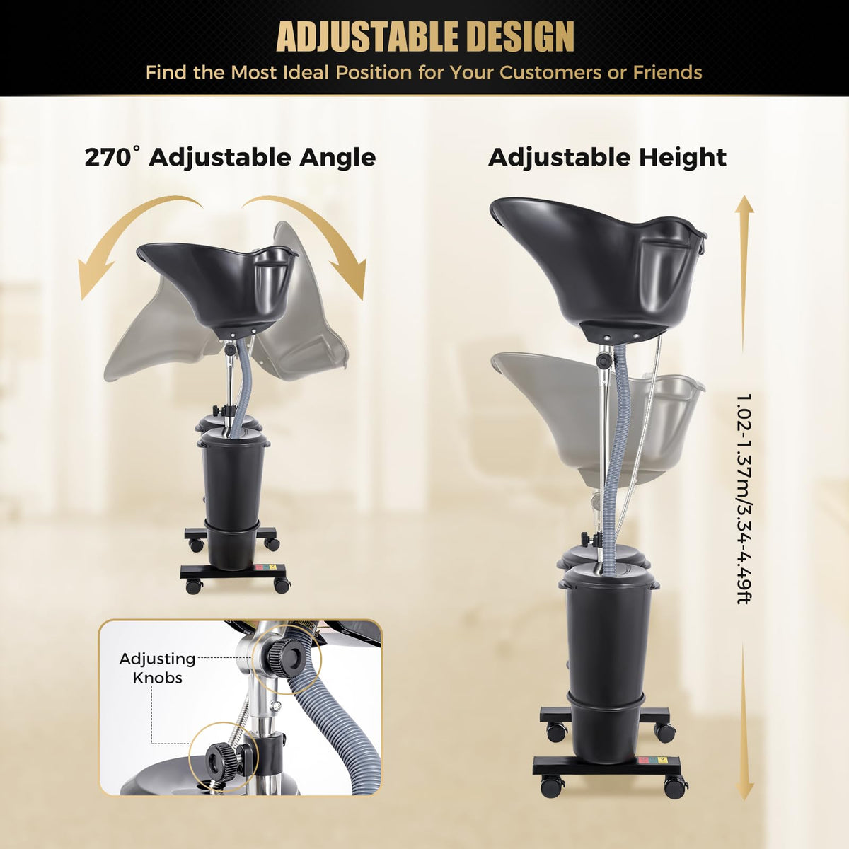 Electric Portable Height Adjustable Shampoo Bowl with Dual 10L Buckets W89830