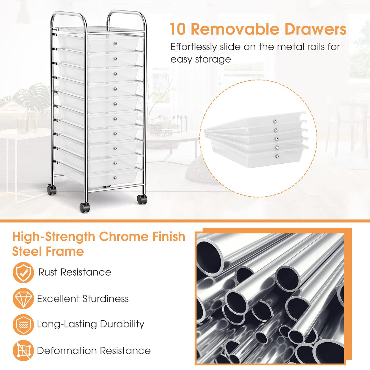 10 Drawers Rolling Storage Cart U482