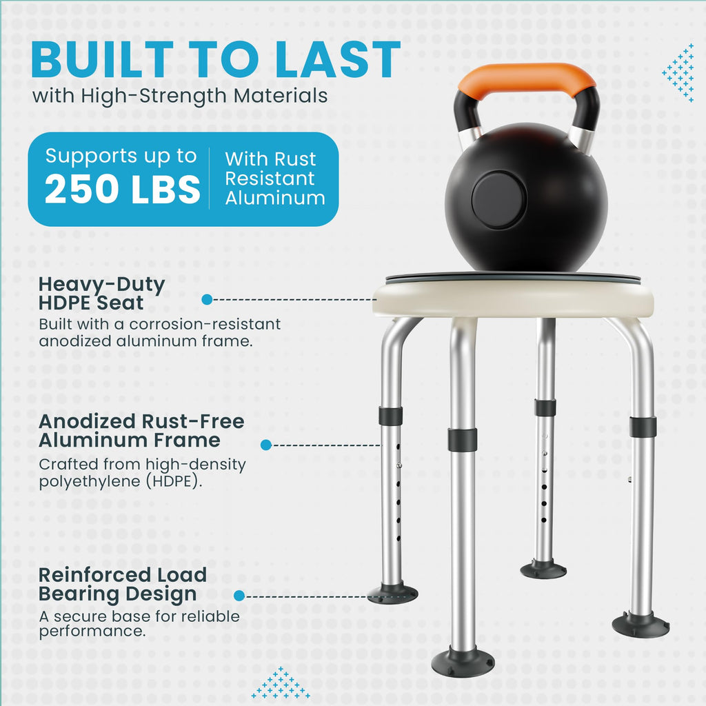 Adjustable Swivel Shower Stool with Non-Slip Feet L3938