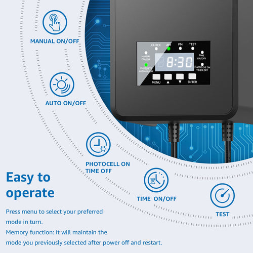 200W Landscape Lighting Transformer with Timer and Photocell Sensor O54110